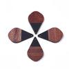 P1024 - 4 pcs. Black Resin and Wood Teardrop Flat Pendant - 28mm x 18mm - (1.1" x 0.71") - SMALL - Great for Earrings and Necklaces!