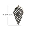 P898 - 10 pcs. Zebra Faux Leather Dangle Charms Pendants - Pinch Leaf - White Black - Silver Tone Jump Ring - 62mm (2.5") - Double Sided