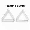 P1035 - 10 pcs. Silver Tone Real Platinum Plated Triangle Metal Dangle Charms Pendants - 18mm x 16mm - 0.71" - Great for Fringe Earrings and Dangles