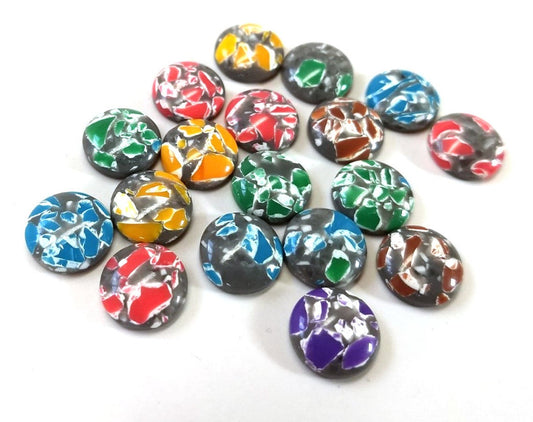 CA1001 - 10 pcs Resin Round Embellishment Circle Cabochons Mosaic - Assortment - 12mm - Multi-Color Glitter