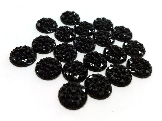CA183 - 10 pcs Druzy Resin Embellishment Cabochons Black - 12mm - Shimmer Style
