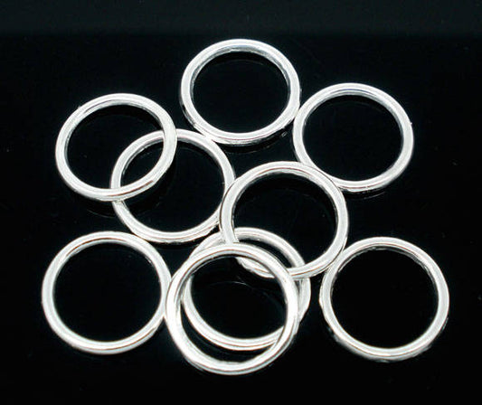 J245 - 100 pcs Silver Plated Soldered Closed Jump Rings - 16mm - 12 Gauge (2mm Thick)