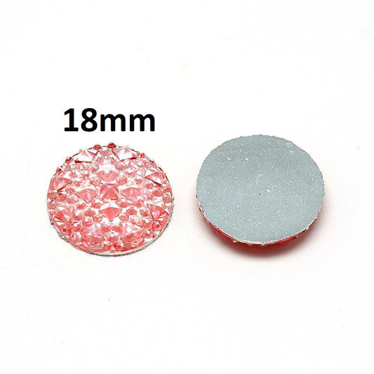 CA857 - Druzy Resin Embellishment Cabochons Light Pink - 18mm - Shimmer Style