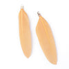 P379 - 10 pcs Sandy Beige Dangle Charms Pendants - Feather - Gold Tone Crimps - 75mm (2.95") - Great for Light Earrings or Dangles!