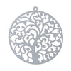 P1014 - 10 pcs. 304 stainless Steel Silver Tone Circle Metal Pendants Dangle Charms - Tree - 43mm x 40mm (1.7" x 1.6") - Great for Earrings!