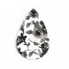 P1068 - 10 pcs. White and Gray Floral Faux Leather Dangle Charms Pendants - Teardrop - 56mm (2.2") - Double Sided - Great for Earrings, Necklaces or Dangles!