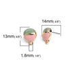 E505 - 10 pcs. Gold Plated Round Earring Posts Studs with Loop Cabochons Tacks - Pink Green Enamel - 10mm Diameter - Hole Size: 1.8mm