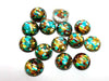 RC0021 - 10 pcs Druzy Resin Embellishment Cabochons - 12mm - Glitter Style - Teal, Gold and Brown