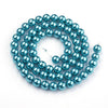 BD215 - 12mm Metallic Teal Blue Glass Pearl Imitation Round Beads - 16 inch strand - Approx. 35 Beads - Hole Size: 1mm