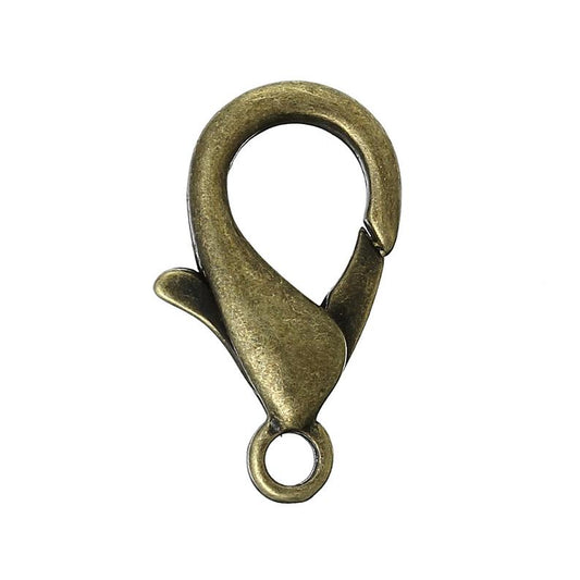 CL160 - 50 pcs. Antique Bronze Lobster Clasps - 21mm X 12mm - Claw Clasps - Hole Size: 2.3mm