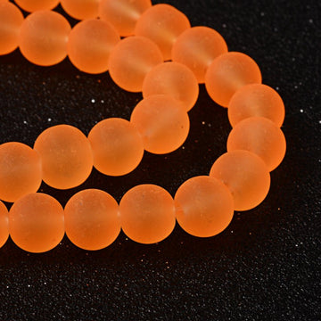 BD603 - 8mm Orange Frosted Glass Round Beads - 15" strand (40cm) - Approx 52 beads per strand - Hole Size: 1.3mm