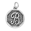 P107 - 4 pcs. Antique Silver LARGE Letter "B" Alphabet Letter Charm Pendant - 23mm x 20mm - Stamped Design