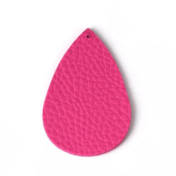 P2221 - 10 pcs. Pink Faux Leather Dangle Charms Pendants - Teardrop - 56mm (2.2") - Great for Light Earrings or Dangles! Double-Sided