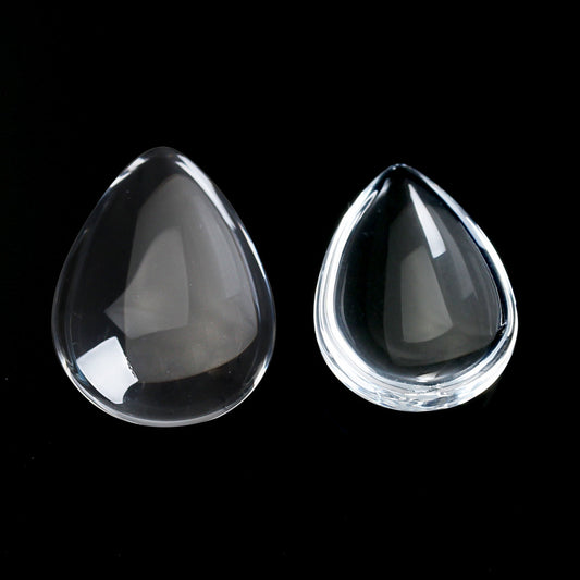 CA375 - Lot of 10 Teardrop Clear Glass Dome Seals Tiles - 18mm x 13mm