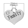 P043 - 10 pcs. Antique Silver "Family" charm with rhinestone - 17mm X 14mm