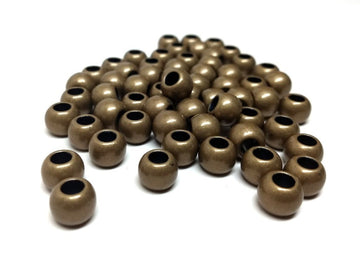 BD259 - 100 pcs Antique Bronze Smooth Ball Spacer Beads - 10mm - Large Hole: 4.7mm - Fits European Cords and Paracord!