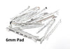 H100 - 20 pcs. Silver Plated Bobby Pins - 6mm Glue Pad - Ripple Pattern - 56mm x 6mm