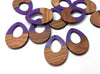 P1197 - 4 pcs. Purple Resin and Wood Teardrop Flat Pendant - 38mm x 28mm - (1.5" x 1.1") - LARGE - Great for Earrings and Necklaces!