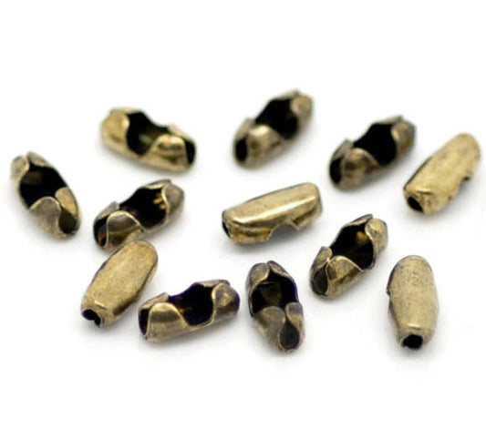 BBC002 - 100 pcs. Antique Bronze Ball Chain Connectors - Fit 1mm to 1.5mm Ball Chains - 5mm x 2.5mm