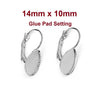 E729 - 10 pcs. (5 pairs) Silver Tone Flat Teardrop Earring Clips Settings Lever Back Bezels Cabochons - 14mm x 10mm Glue Pad Setting - Drop