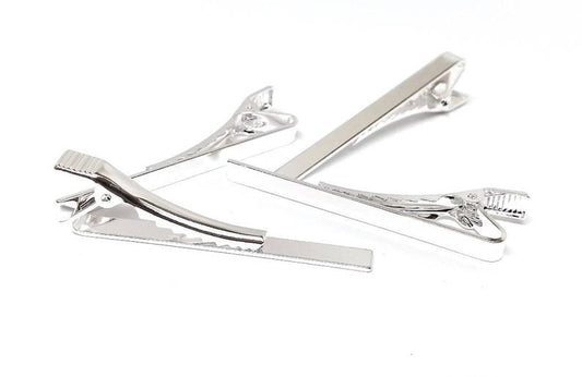 TC001 - 1 pc Silver Plated Tie Bars/Clips - 57x5mm Glue Pad ( 2 1/4") - Over 2 inches long