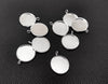 P403 - 10 pcs. Silver Plated Pendant Circle Posts Settings Bezels Trays Cabochons - 16mm Glue Pad Setting - Perpendicular Loop