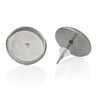 E536 - 10 pcs. 304 Stainless Steel Earring Posts Studs Settings Bezels Cabochons Tacks - 18mm Glue Pad Setting - Silver Tone - Tarnish Resistant!