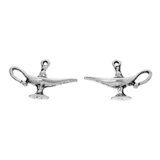 P669 - 20pcs. Antique Silver Genie in a Bottle Charms Pendants - 31mm X 19mm