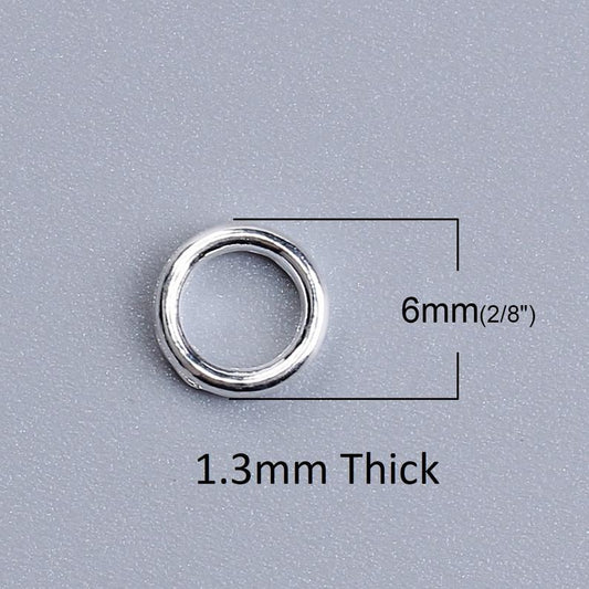 J293 - 100 pcs Silver Plated Soldered Closed Jump Rings - 6mm - 17 Gauge (1.3mm Thick)