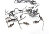 E516 - 100 pcs Gunmetal Black Earring Hooks with Spring and Ball - 21mm x 20mm - Perpendicular Loop