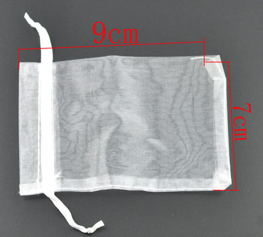 S016 - 50 pcs. White Organza Bags - 9cm x 7cm - 9x7cm