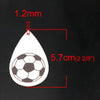 P213 - 10 pcs. Black and White Soccer Football Futbol Ball Faux Leather Dangle Charms Pendants - Teardrop - Sports - 57mm (2.25") - Double-Sided