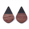 P1024 - 4 pcs. Black Resin and Wood Teardrop Flat Pendant - 28mm x 18mm - (1.1" x 0.71") - SMALL - Great for Earrings and Necklaces!