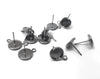 E590 - 10 pcs. Gunmetal Earring Posts Studs Settings Bezels Cabochons Tacks with Loop - 8mm Glue Pad Setting