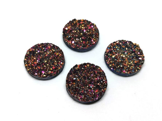 RC0008 - 10 pcs Druzy Resin Embellishment Cabochons Magenta Pink - 20mm - Coin Style
