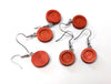 E551 - 10 pcs. Stainless Steel Silver Tone Earring Dangle Hooks Settings Bezels Cabochons - 10mm Glue Pad Setting - Wood Trays - Cherry