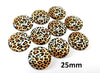 CA878 - 5 pcs Circle Leopard Glass Round Dome Seals Tiles Cabochons - 25mm (1") - Yellow