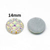 CA743 - 10 pcs Druzy Resin Embellishment Cabochons Clear White Multicolor - 14mm - Shimmer Style