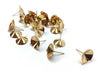 E593 - 10 pcs. (5 pairs) 304 Stainless Steel Earring Cone Posts Studs with Parallel Loop - Golden - For 8mm Pointed Back Rhinestones - Hole: 1mm