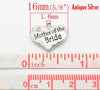 P066 - 10 pcs. Antique Silver "Mother of the Bride" charm with rhinestone- 16mm X 14mm