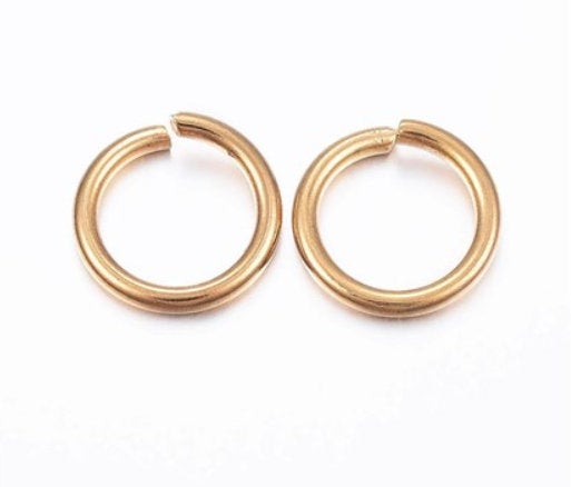J295 - 100 pcs 304 Stainless Steel Open Jump Rings 4mm - 20 Gauge - High Quality - 18k Gold Plated