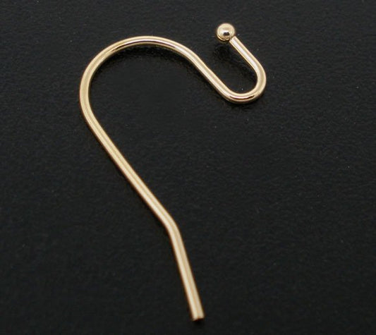 E058 - 200 pcs Rose Gold Plated Earring Wire Hooks with Ball - 21x12mm - 21mm x 12mm - 21 Gauge Wire