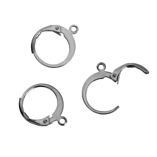 E098 - 10 pcs (5 pairs) 304 Stainless Steel Leverback Earrings - 14mm x 12mm - Hypoallergenic! Tarnish Resistant!