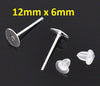 E180 - 800 pieces (400 pairs) Silver Plated Earring Posts/Bases/Studs/Settings with Rubber Backs - 12mm x 6mm