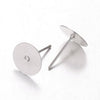 E196 - 100 pcs. (50 pairs) Silver Plated Earring Posts/Bases/Studs/Settings with Rubber Backs - 12mm x 10mm - 10mm Glue Pad