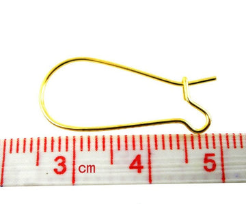 E207 - 250 pcs (125 Pairs) Gold Plated Kidney Earwire Earring Hooks - 25x11mm - LARGE - 25mm x 11mm