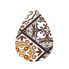 P218 - 10 pcs. White and Brown Faux Leather Dangle Charms Pendants - Teardrop - Tile Pattern - 56mm (2.2") - Double-Sided