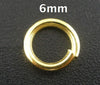 J073 - 100 pcs Gold Plated Open Jump Rings - 6mm - 18 Gauge (1mm Thick) - Made of Alloy