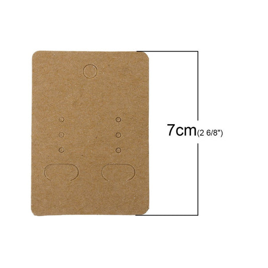 E549 - 100 pcs. Brown Paper Jewelry Earrings Earring Rectangle Display Cards Tags Labels - 6 Holes- 70mm x 50mm (2 3/4" x 2")