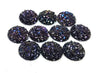 CA672 - 10 pcs Druzy Resin Embellishment Cabochons Magenta Purple Multicolor - 14mm - Dome Circle